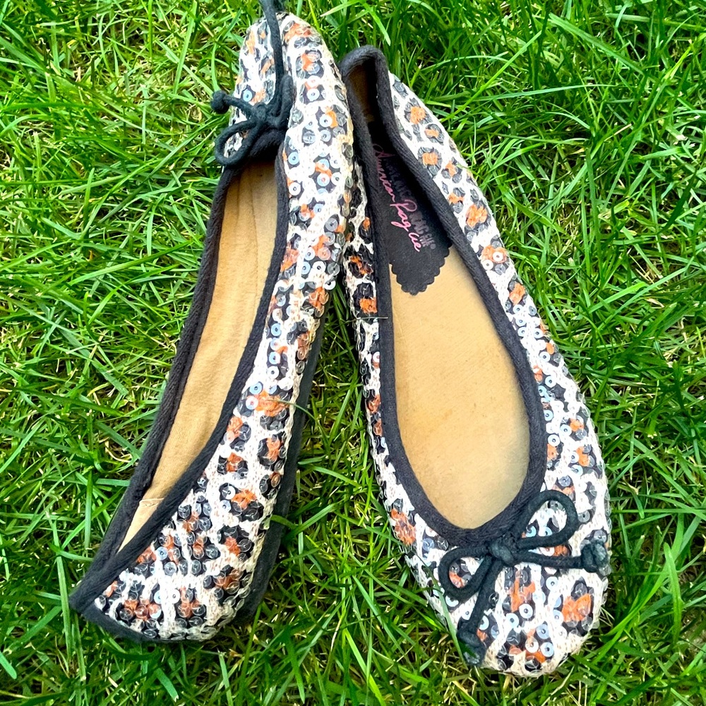 Leopard print flats with sparkly sequins